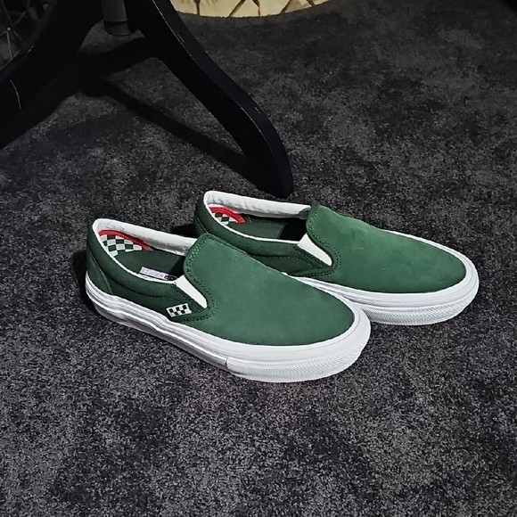 Vans Shoes - Green Slip-On Canvas Shoes